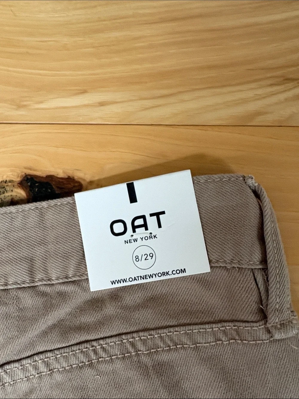 OAT New York Cloud Luxe Denim High Rise Wide Leg Pants in Khaki Size 8/29